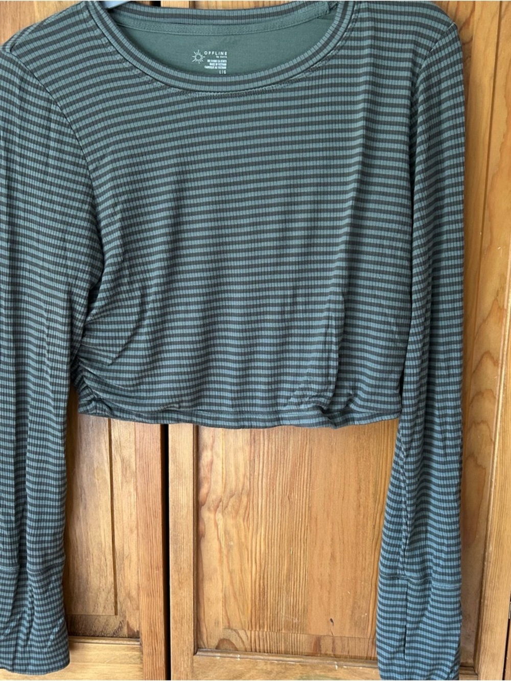 Offline Striped Crop Top in Green/Gray